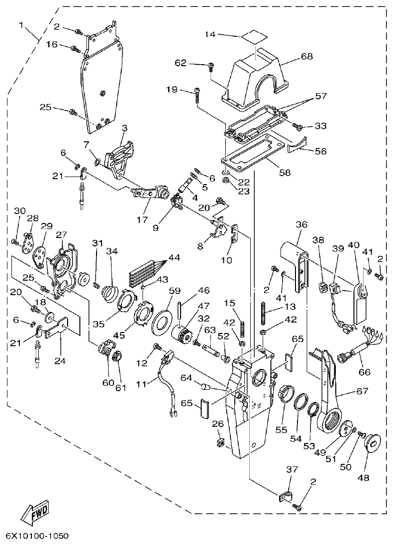 Yamaha FT60B REMOTE CONTROL ASSY 2 parts diagram